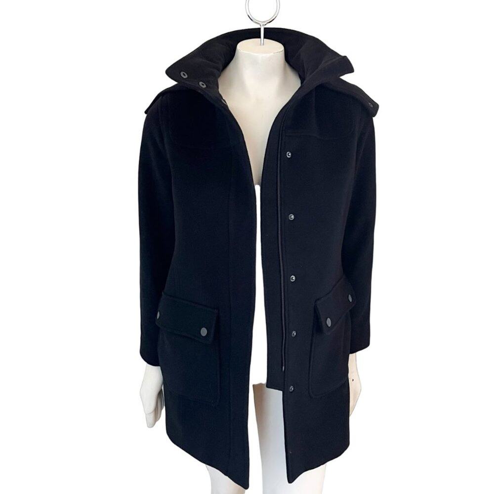 NEW L.L. BEAN 100% Lambswool Oversized Quilted Black Barn Chore Coat SZ SP